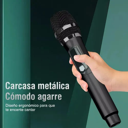 Universal Micrófono Inalámbrico Profesional Karaoke Kit 2pcs Negro