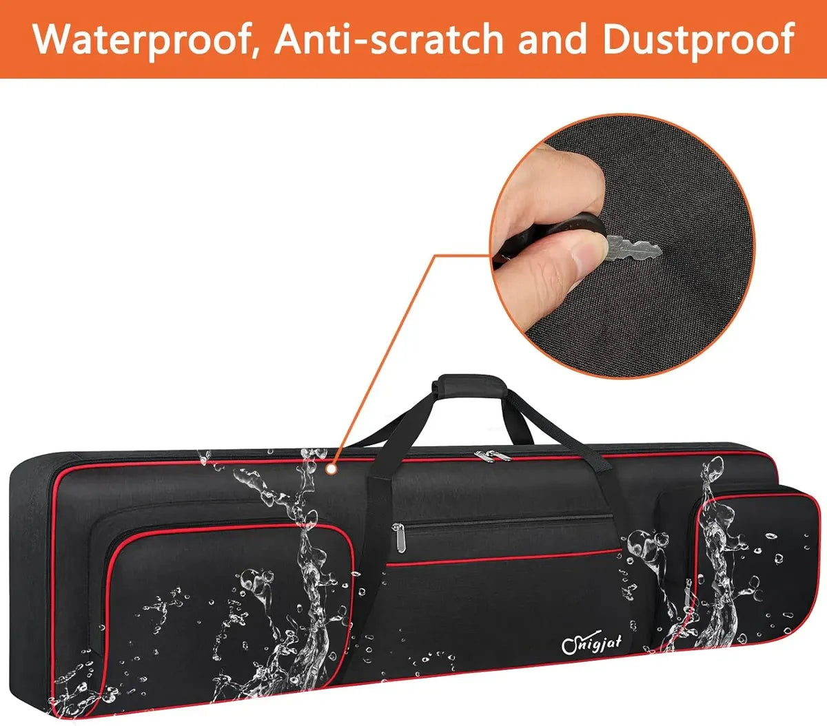 Estuche Acolchado SNIGJAT para Teclado de 88 Teclas | Impermeable | Mochila con 3 Bolsillos | Negro/Rojo