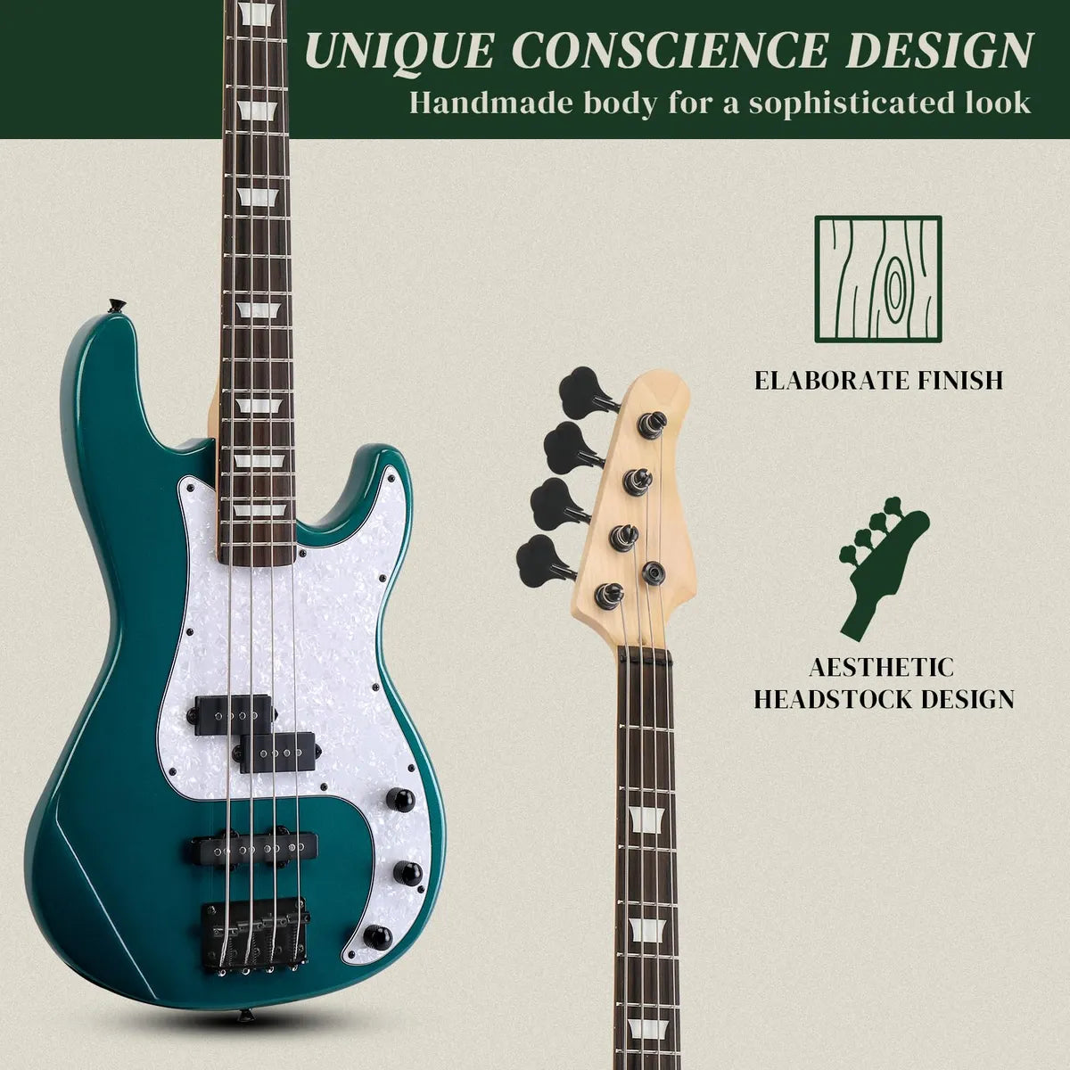 Bajo eléctrico Ktaxon estilo Pb de tamaño completo con amplificador de 20 W