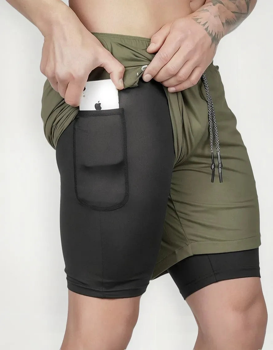 Short Gimnasio Licra Bolsillo Poliester Hombre