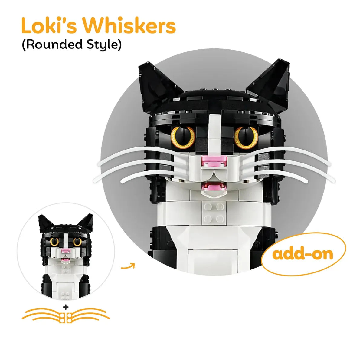 Bigotes para Lego Ideas 21349 Gato esmoquin (paquete de 6, 3 sets)