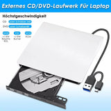 Grabadora Dvd, Lector De Cd Externo Usb 3.0+ Type C Quemado Blanco