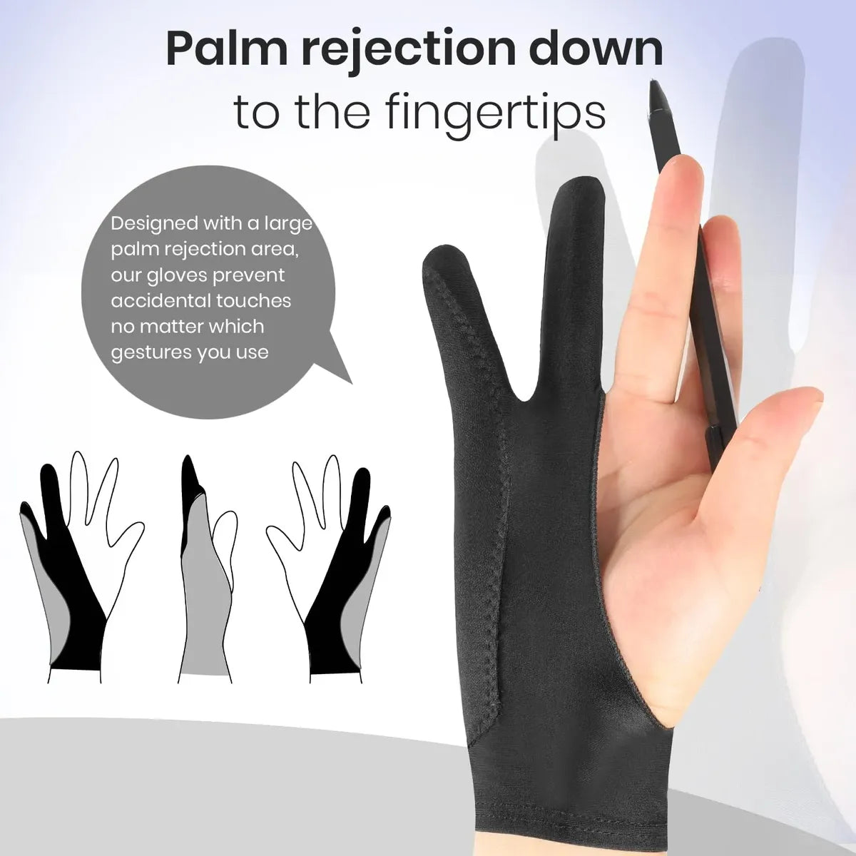 Guantes de Dibujo Digital Kortimu 3 Capas – Rechazo de Palma, Pack de 2