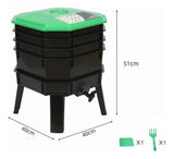 Vermicompostera de 4 Bandejas para Jardín con Ventilación y Grifo