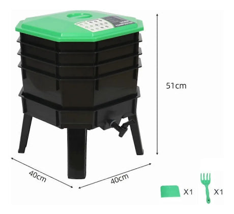 Vermicompostera de 4 Bandejas para Jardín con Ventilación y Grifo