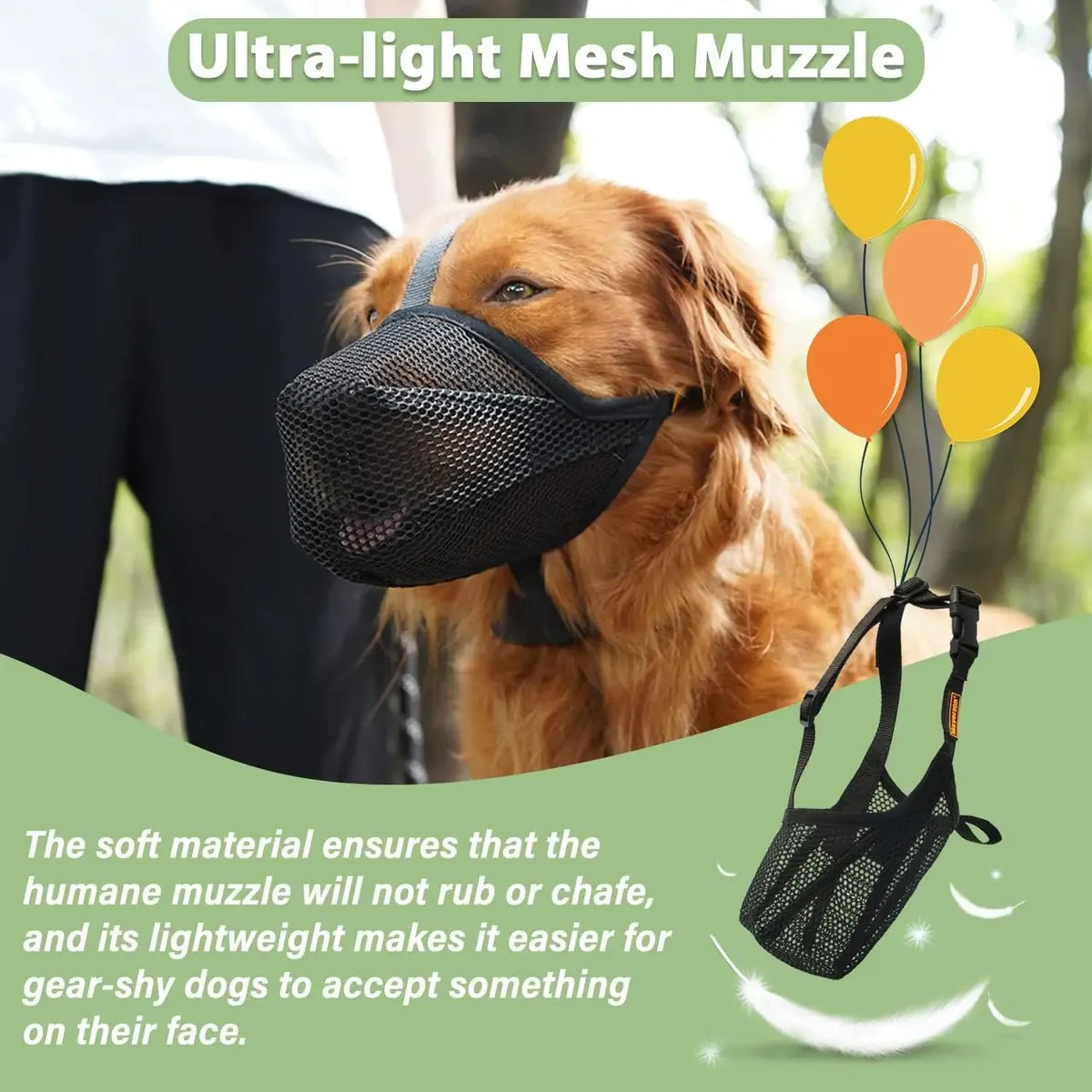 Bozal para Perros Mayerzon Soft Mesh | Bozal Transpirable Ajustable Antimordidas y Antiescavado