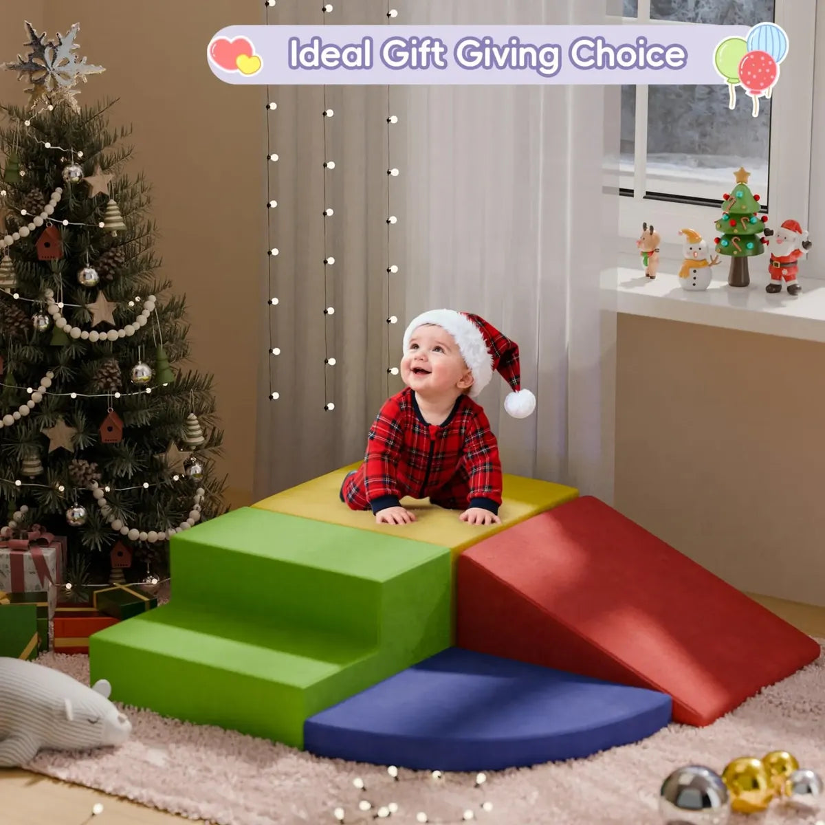 YENING Large Foam Climbing Blocks – Set de 4 Piezas para Niños de 1 a 3 Años