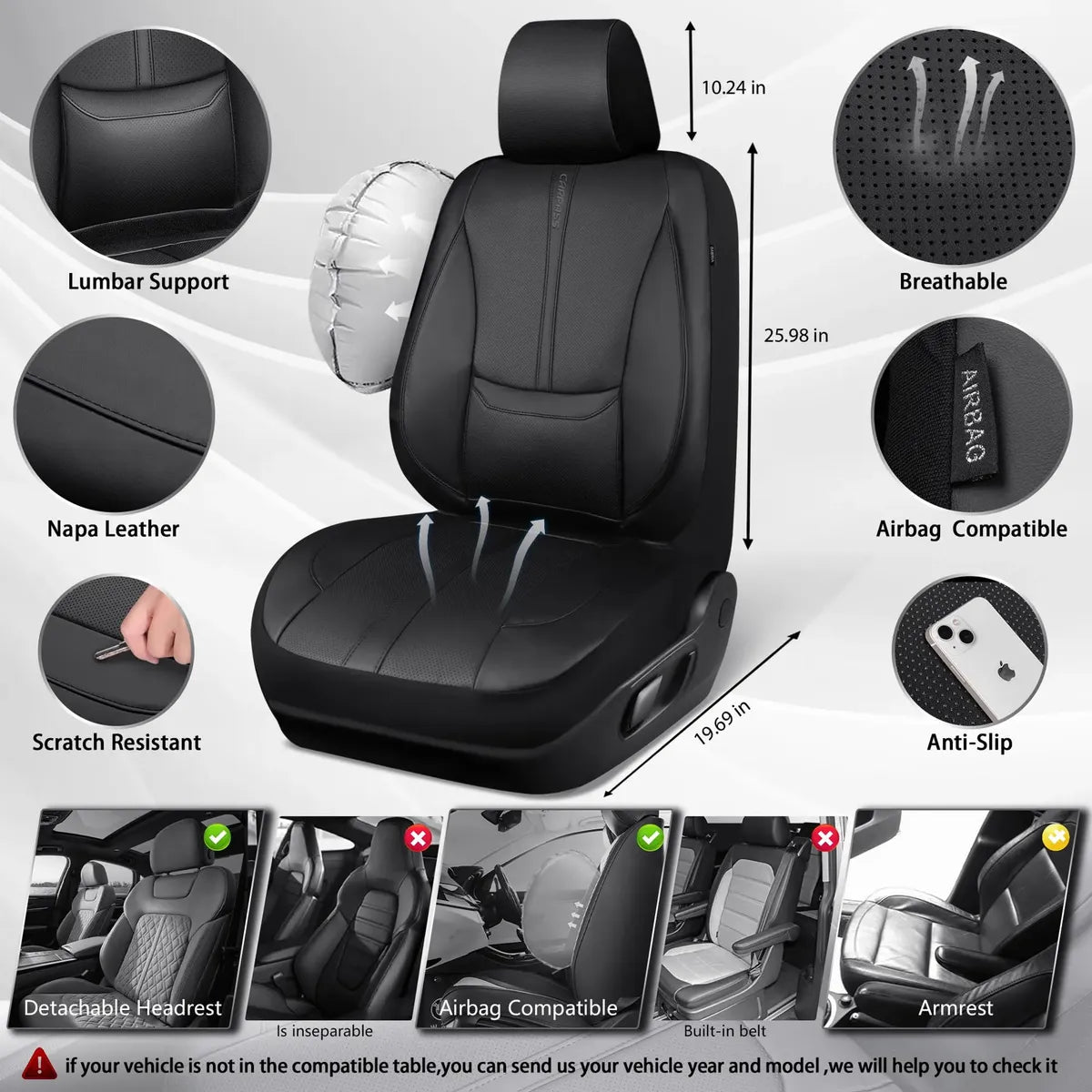 Fundas para Asientos de Auto Negras Compatibles con Toyota RAV4 y Camry