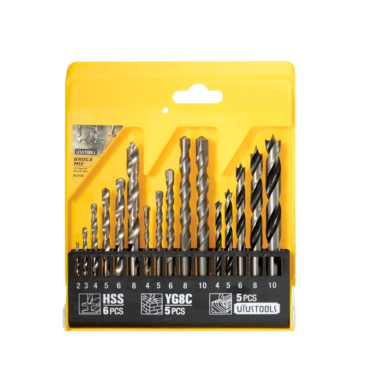 Juego Set De Brocas Madera Cemento Metal 16 Piezas Uyustools