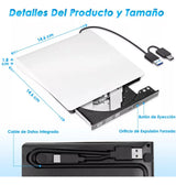 Grabadora Dvd, Lector De Cd Externo Usb 3.0+ Type C Quemado Blanco
