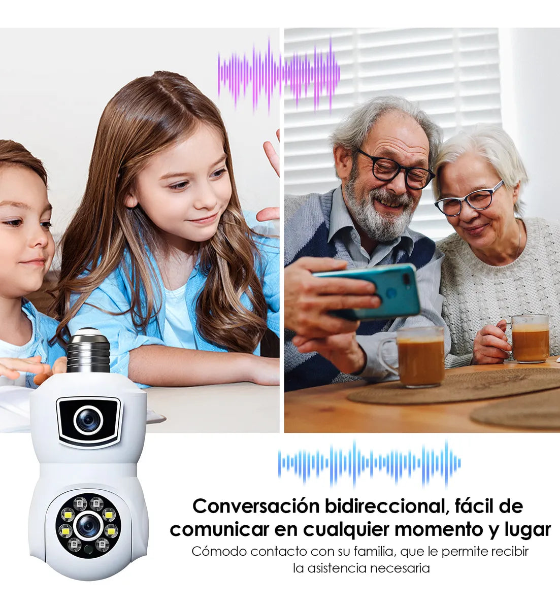 Cámaras De Seguridad E27 Wifi 4mp Hd Doble Lente