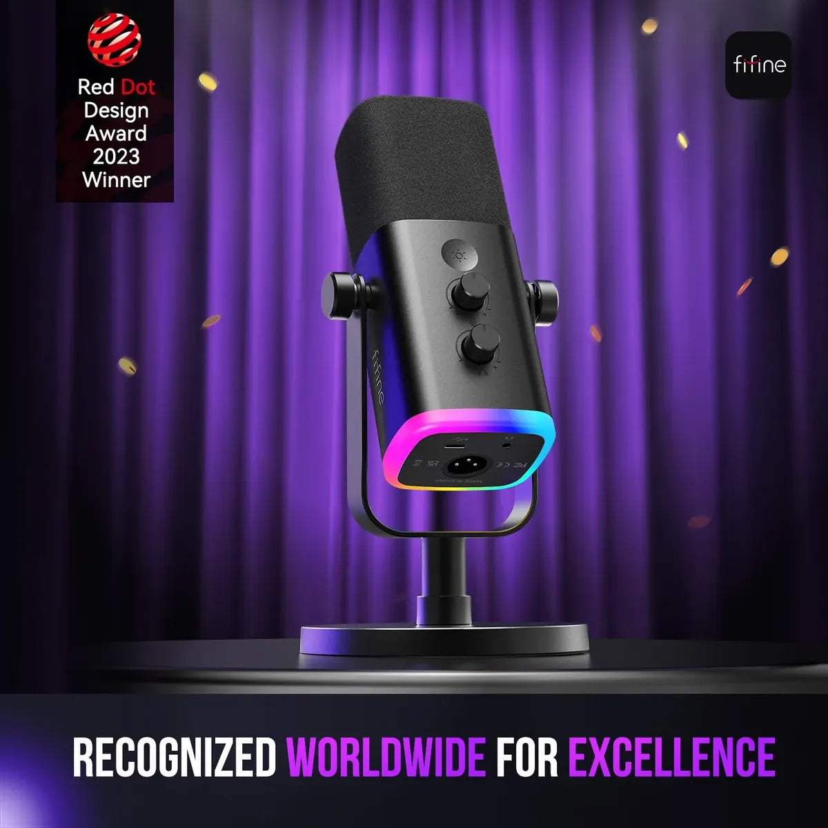 Micrófono Dinámico FIFINE AmpliGame AM8 | USB + XLR | RGB