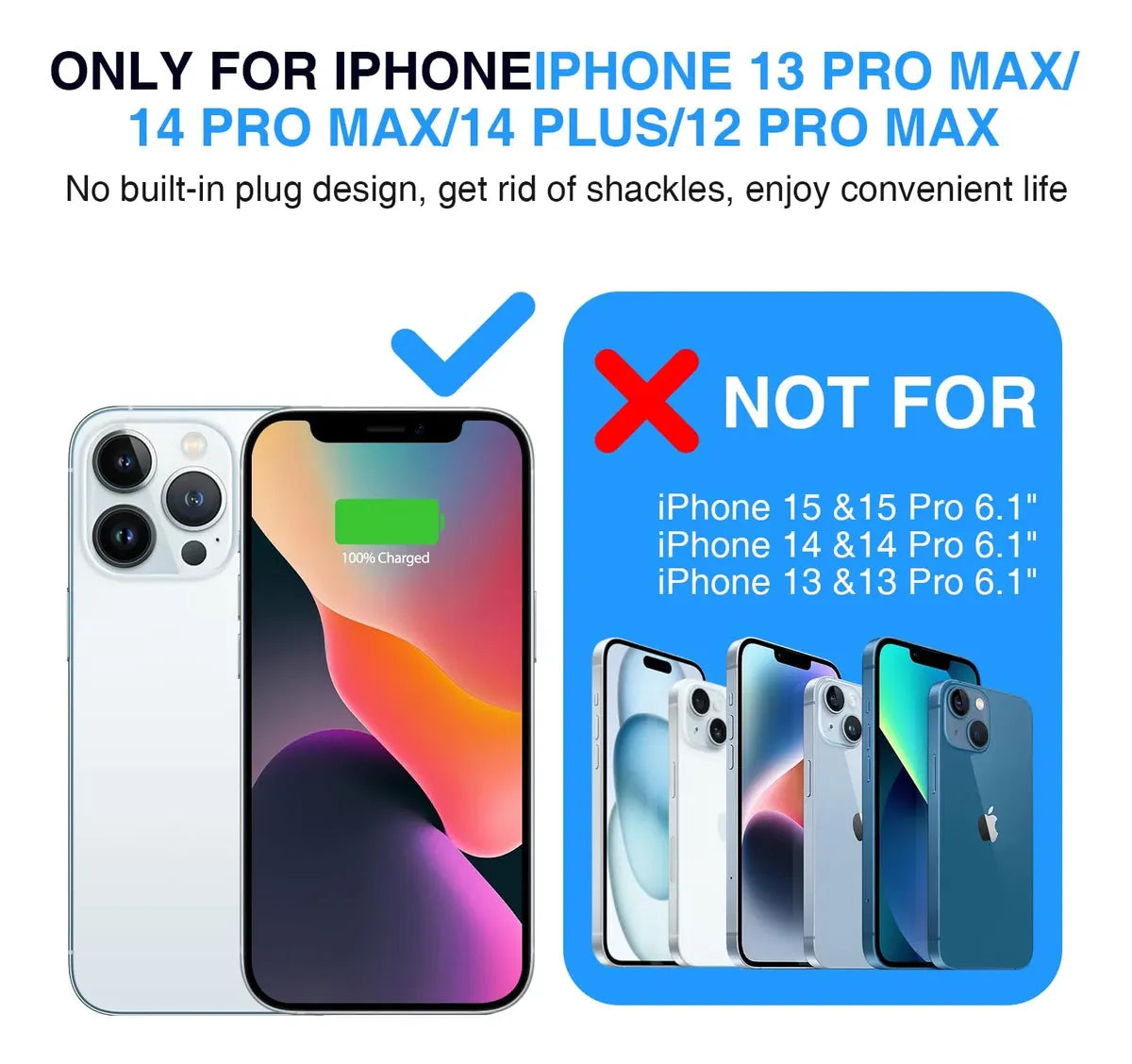 Funda con Batería BOPPS 8500 mAh para iPhone 13 Pro Max, iPhone 14 Pro Max y iPhone 14 Plus
