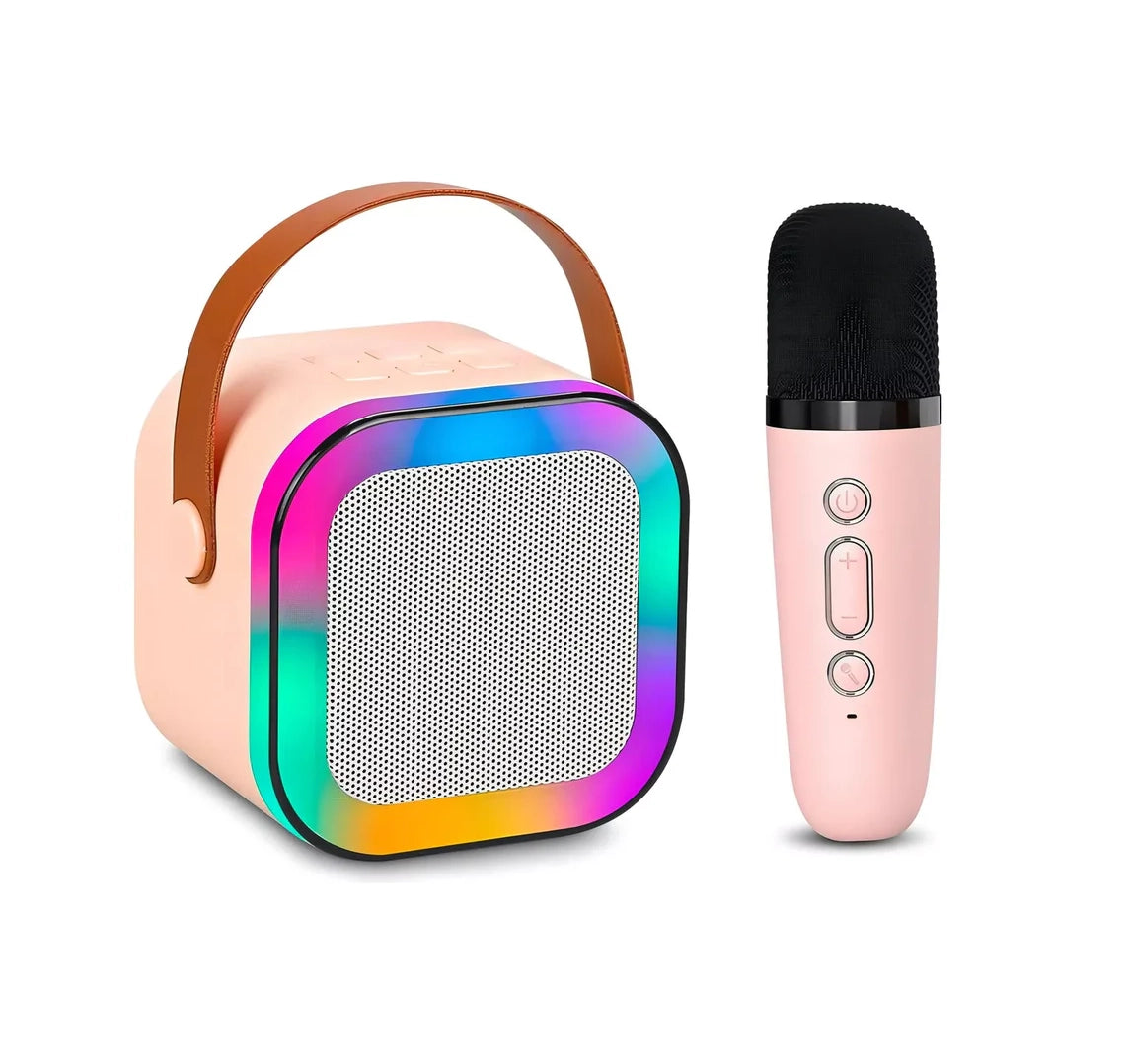 Parlante Karaoke Portátil Mini Con Micrófono Inalámbrico Bt Color Rosa