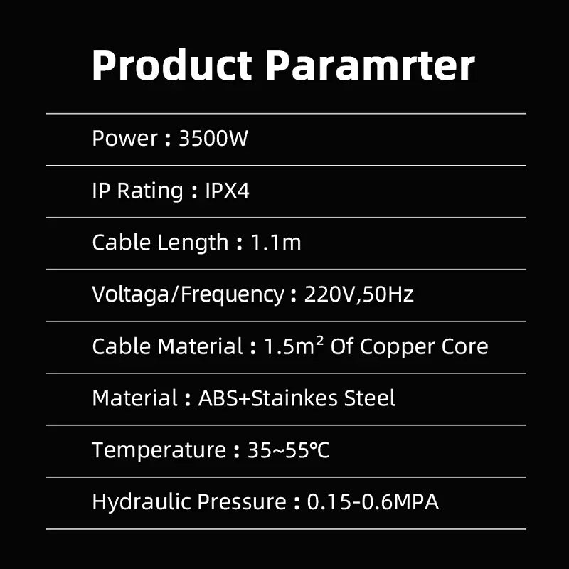 Mini calentador de agua calefón ducha calienta en 3 seg color blanco 3.500w