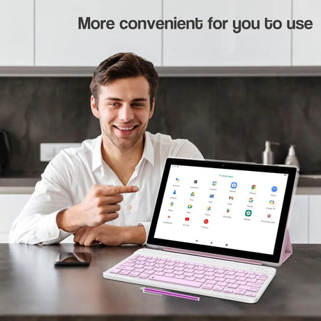 Tablet 10 Pulgadas Con Teclado y mouse Yqsavior Android 14, 2 En 1