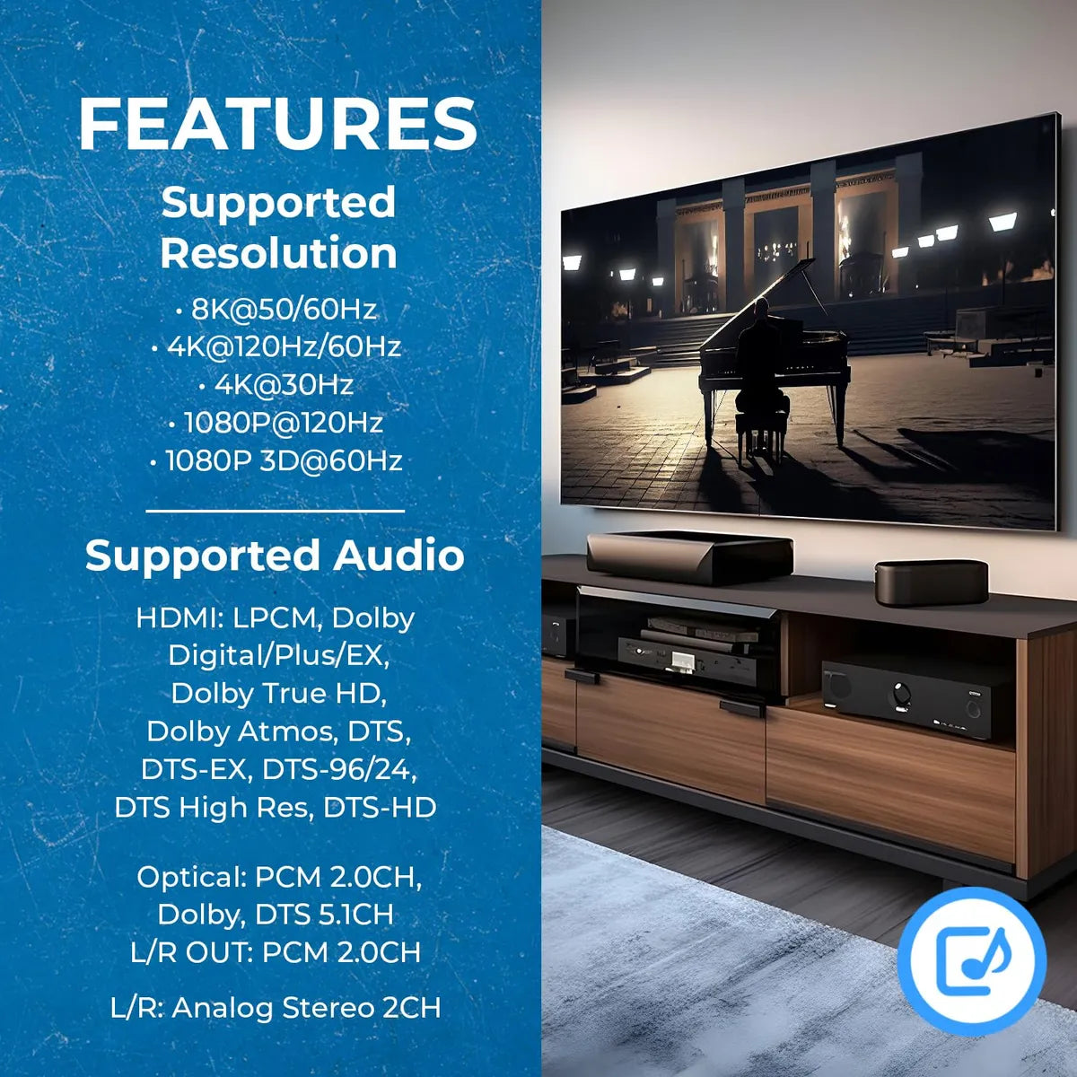 Extractor De Audio Orei 8k Hdmi Ultrahd 4k @ 120 Hz 48g Hdmi