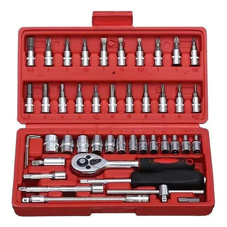 Set Caja Juego Herramienta Dados 46 Piezas Acero Carbono 1/4