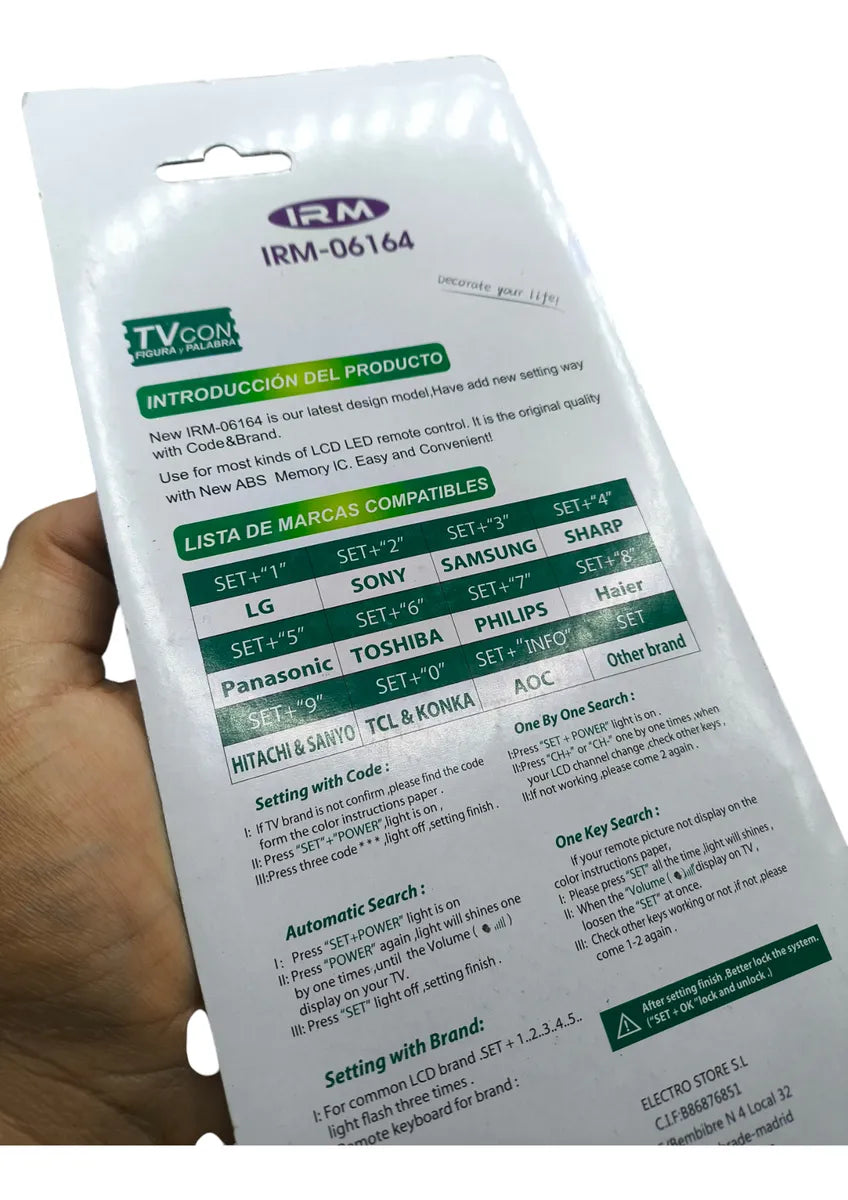 Control Universal Para Aoc Recco Samsung LG Rca Onn Irt