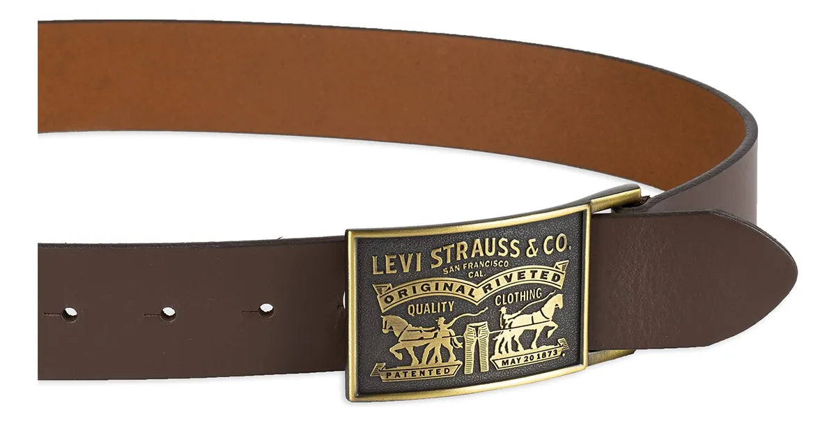 Cinturón de cuero Levi's Plaque Hebilla Marrón Para Hombre