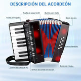 Julymoda Mini Acordeón de 17 Teclas y 8 Botones de Bajo – Modelo SFQ – Negro – Open Box