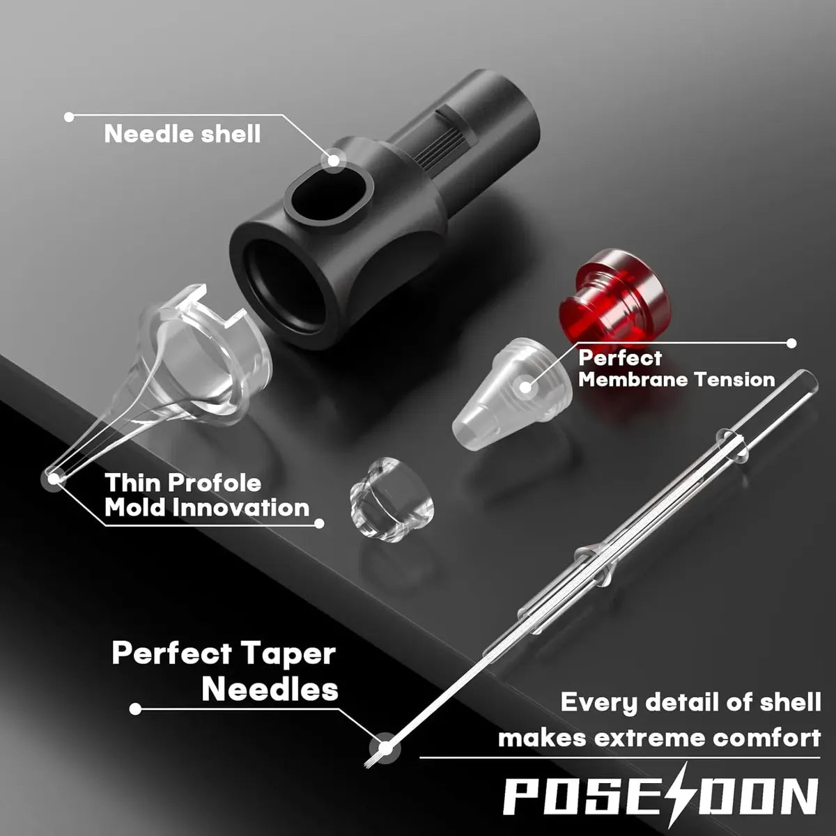Vidattx POSEIDON 50PCS Agujas de Cartucho para Tatuaje – Tamaños Mixtos #12