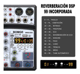 Mezclador de Audio BOMGE 04D 4 Canales – 16 DSP, Bluetooth, USB y Phantom 48V