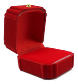 Set 6 Cajas Anillo Terciopelo Rojo Diseño Biselad Fondo Rojo