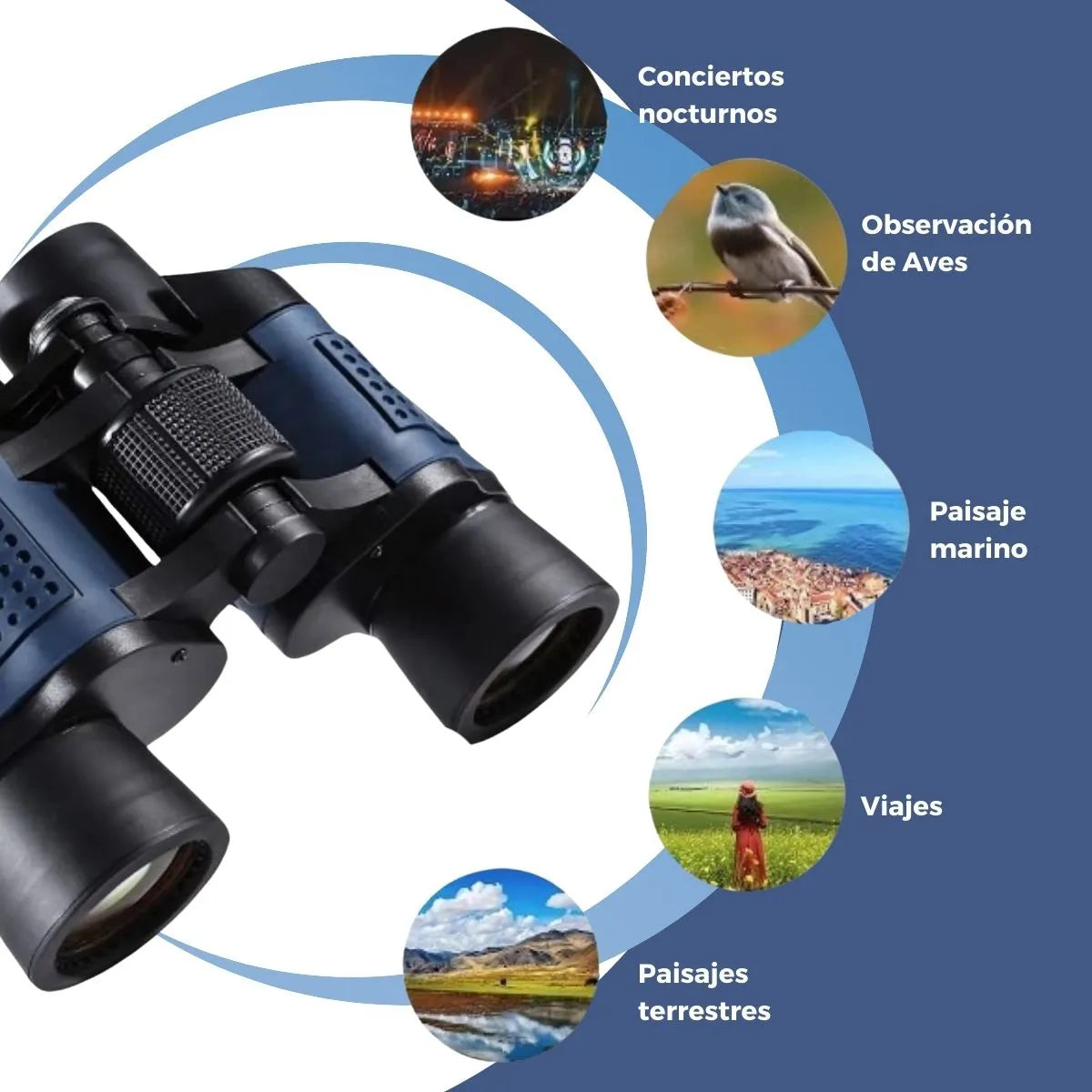 Binoculares Profesionales 60x60 Caza Binocular 1000m Pro Color Azul