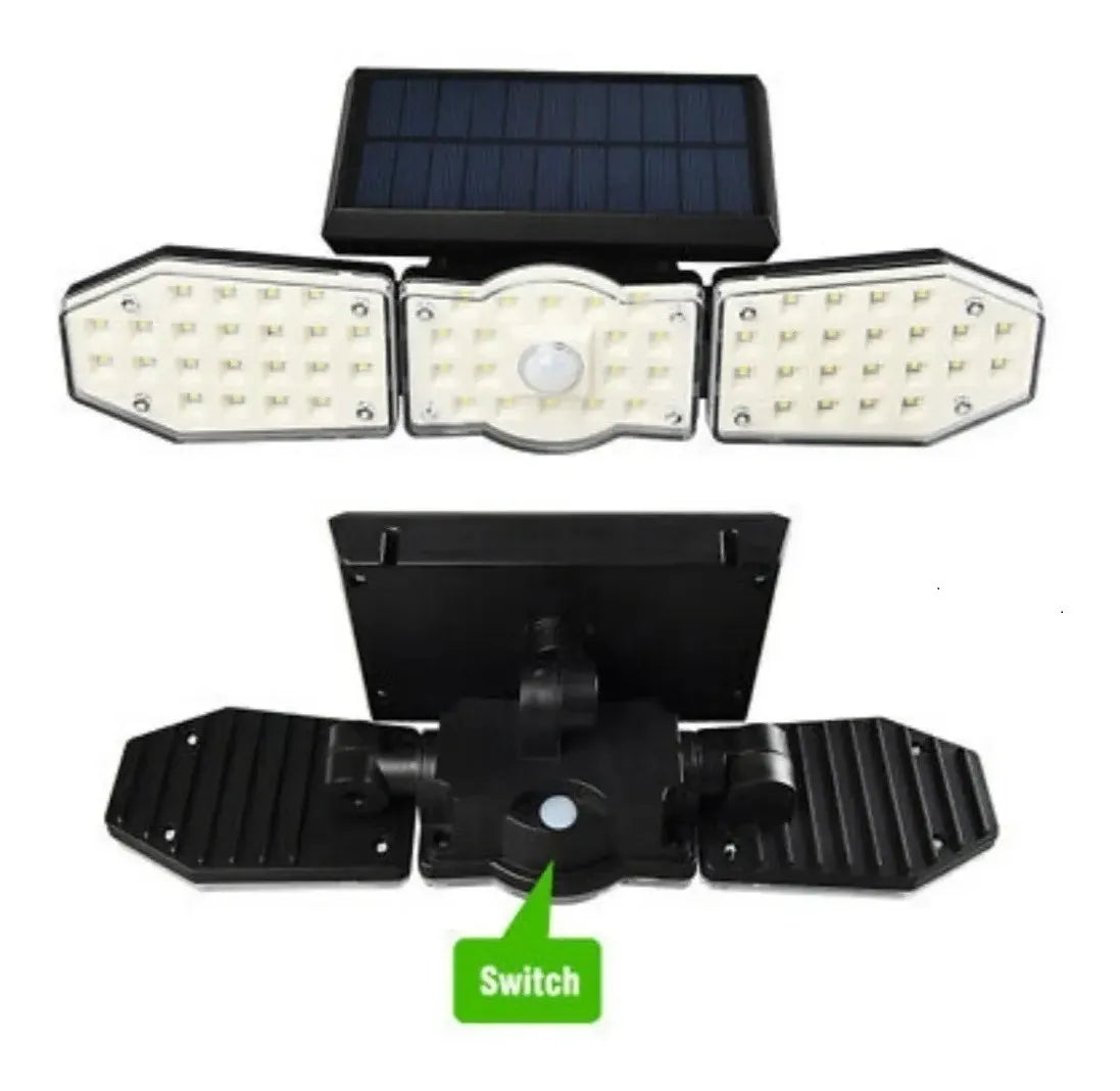 Luz Led Con Sensor Solar Y Movimiento 62 Led - Negro