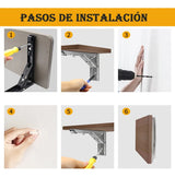 2 Bisagras Soporte Plegable Para Estante, Acero Inoxidable