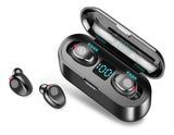 Auriculares in-ear inalámbricos F9 negro con luz LED