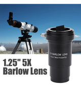 Lente Barlow 5X para telescopios - Multicapa de 1,25 pulgadas con rosca M42
