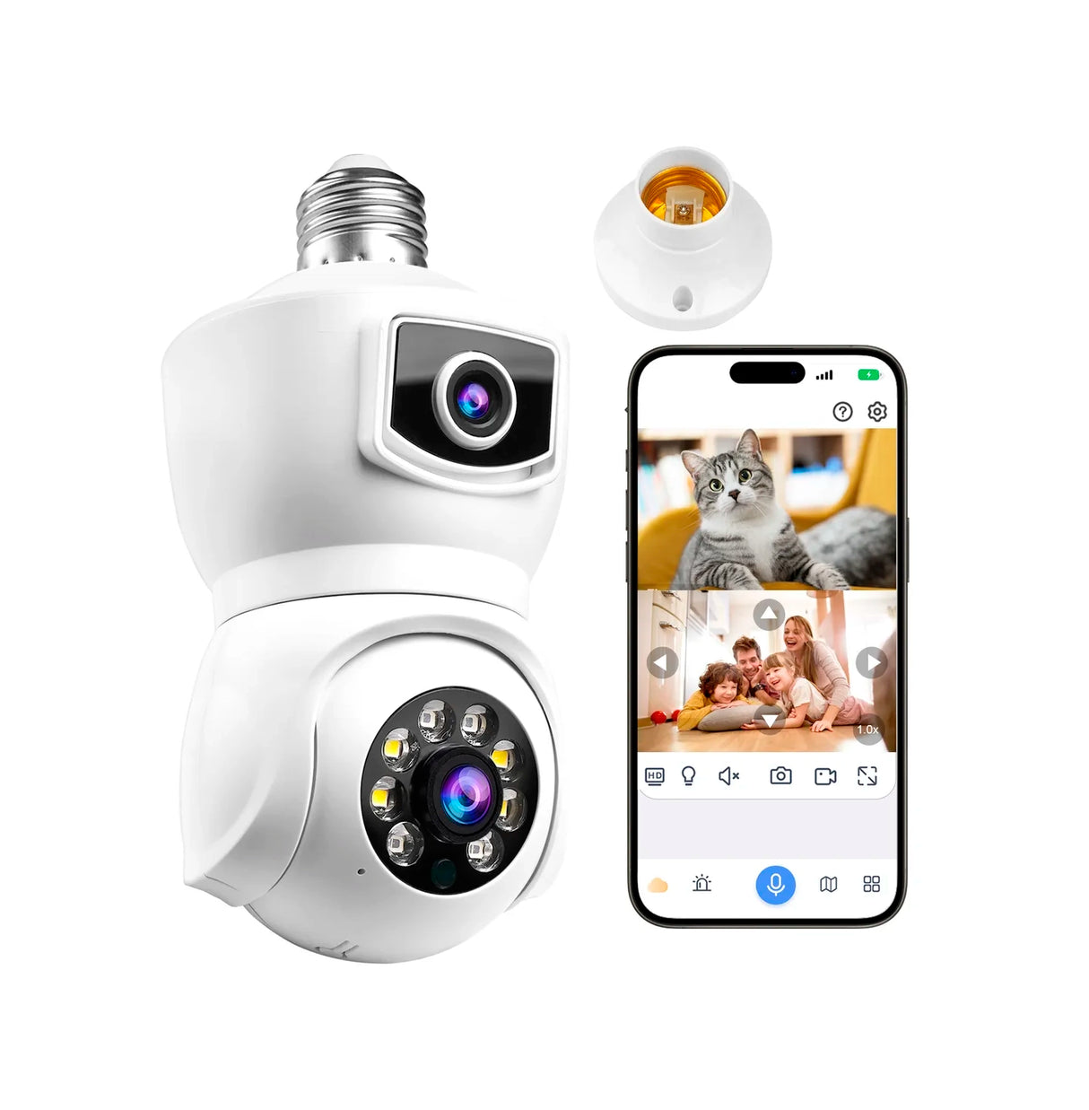 Cámaras De Seguridad E27 Wifi 4mp Hd Doble Lente