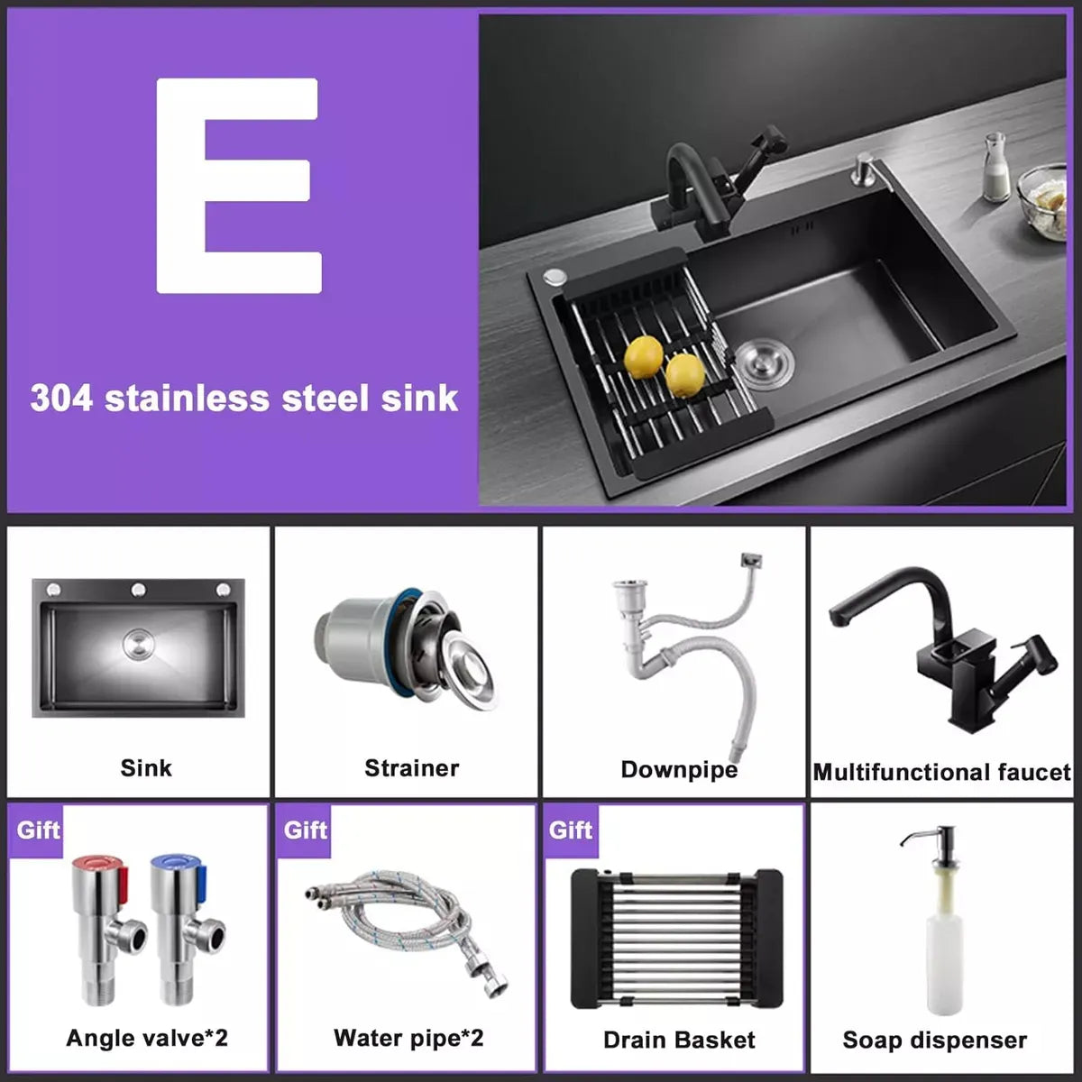 Fregadero De Cocina 75x45cm Acero Inoxidable Lavavajillas