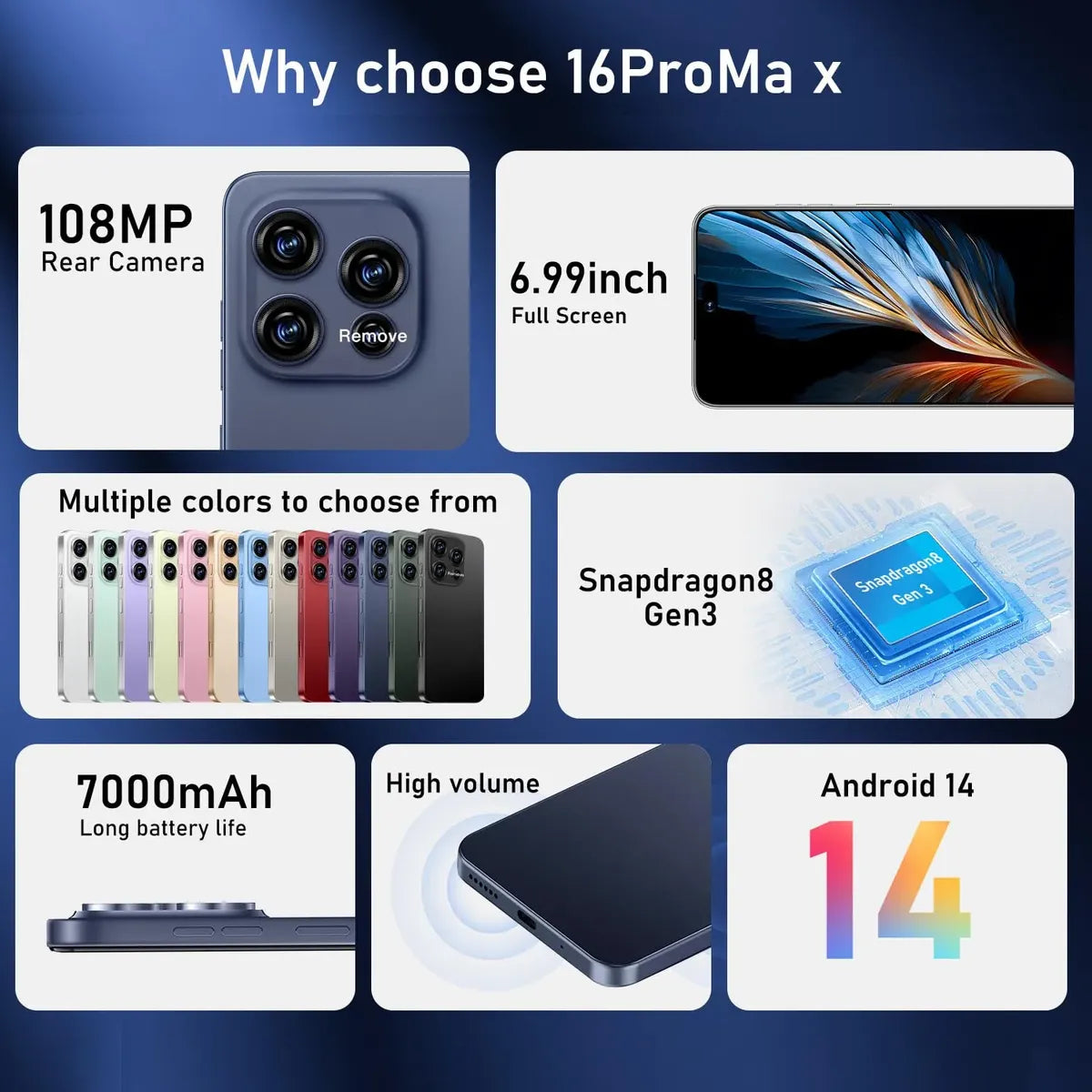 Smartphone OEJBK 16PROMA X 16 GB RAM + 512 GB – Azul Petróleo