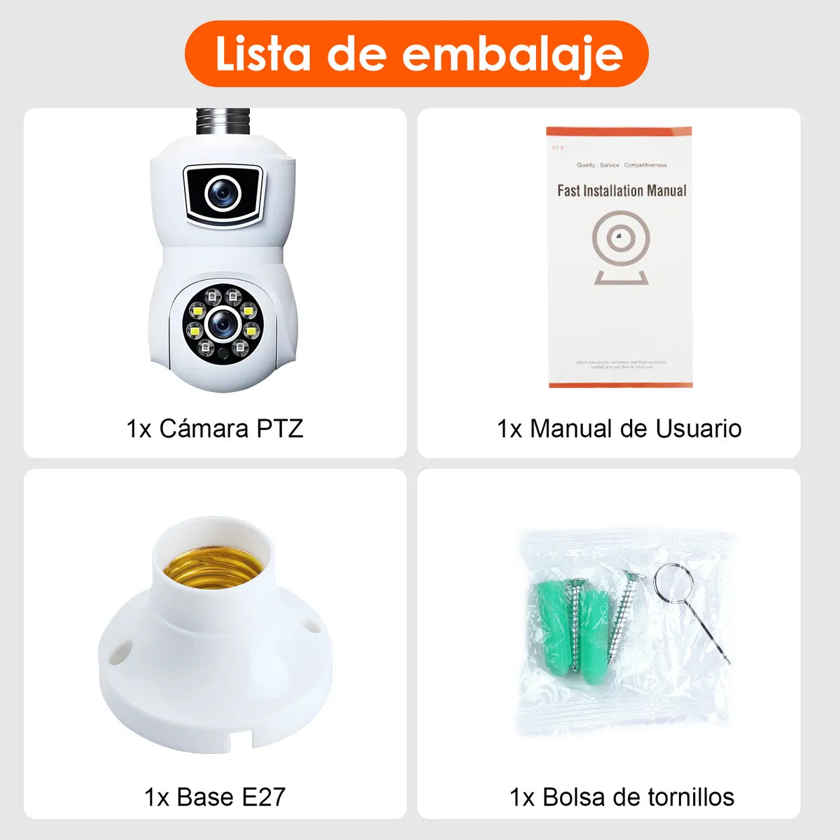 Cámaras De Seguridad E27 Wifi 4mp Hd Doble Lente