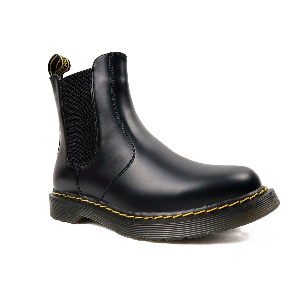 Botas Con Elástico Chelsea Black Stitch De Cuero Hombre