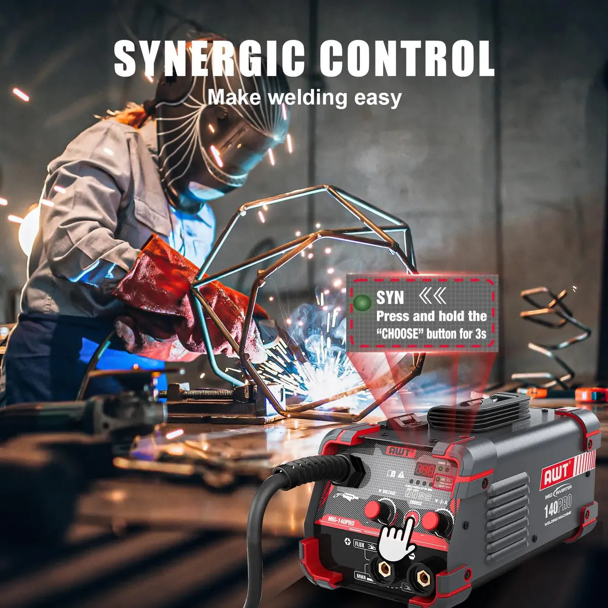 Soldador Awt 140a Flux Core Mig/stick/lift Tig 3 En 1 - 110V