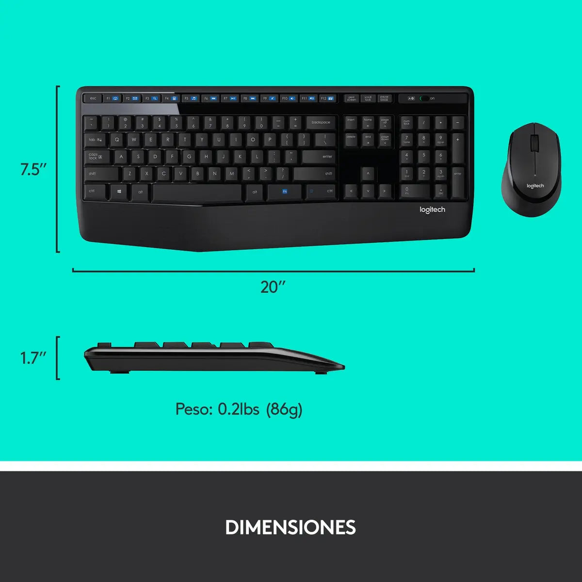 Kit Teclado y Mouse Inalámbrico Logitech MK345 Negro (Layout USA)