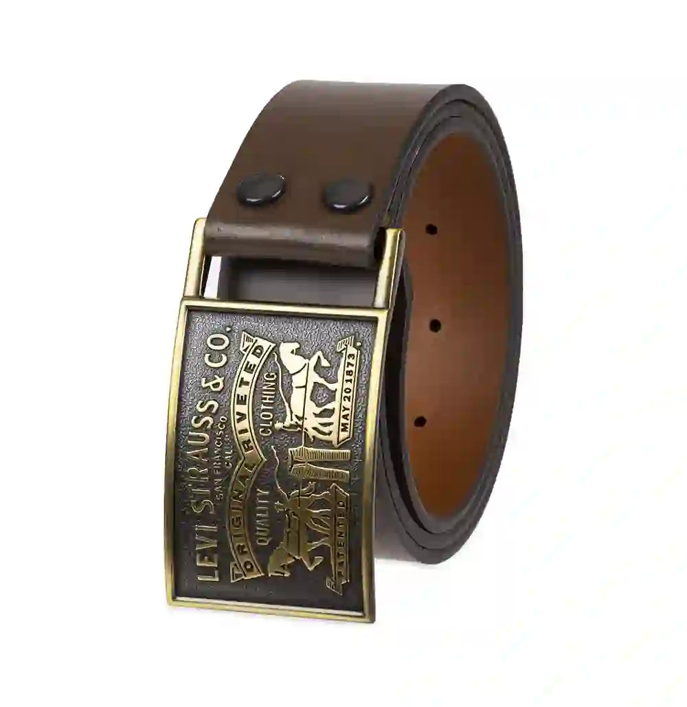 Cinturón de cuero Levi's Plaque Hebilla Marrón Para Hombre