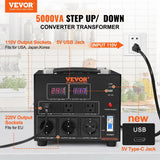 VEVOR SV-5000VA Transformador Convertidor de Voltaje 5000VA 110V/220V