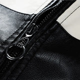 Chaqueta de Cuero Sintético para Hombre | Estilo Café Racer | Franjas Deportivas | Slim Fit