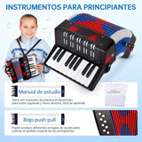 Julymoda Mini Acordeón de 17 Teclas y 8 Botones de Bajo – Modelo SFQ – Negro – Open Box