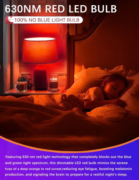 Ampolletas Led Para Dormir Ajuns 630nm Roja Regulable E26 5w Pack 6