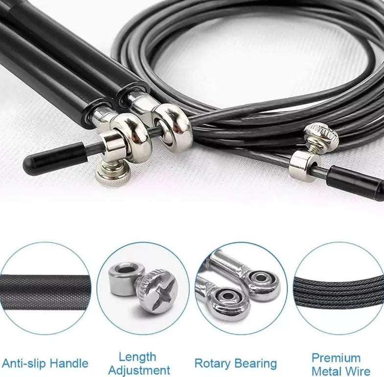 Cuerda Saltar Aluminium Box Crossfit Ultra Rapida Color Negro