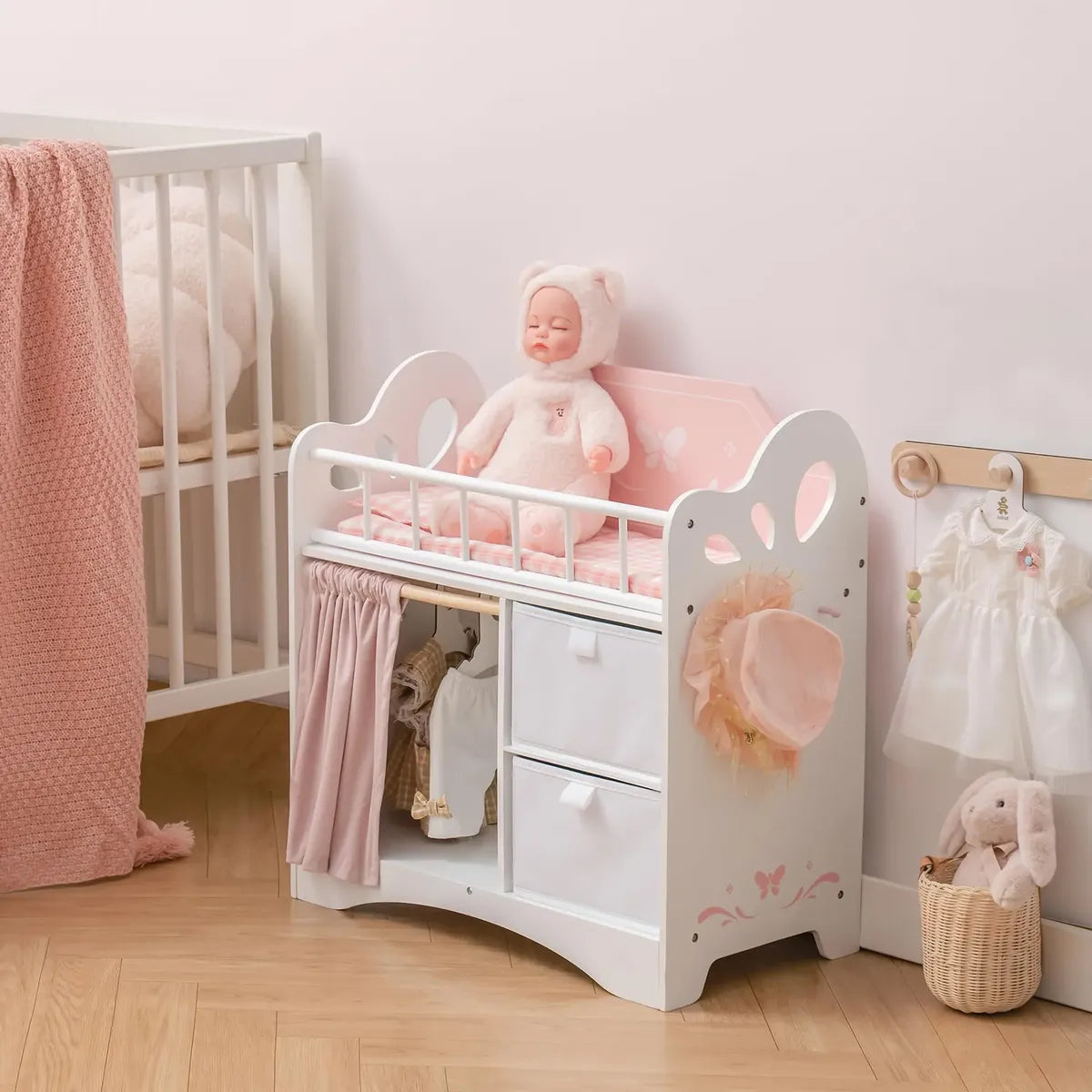 Cama De Madera Para Muñecas Baby Doll Crib Robotime Con Alma