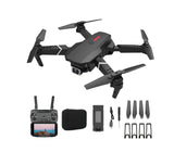 Drone Con Cámara Dual Hd E88 Wifi 3 Baterías Y Protectores Color Negro