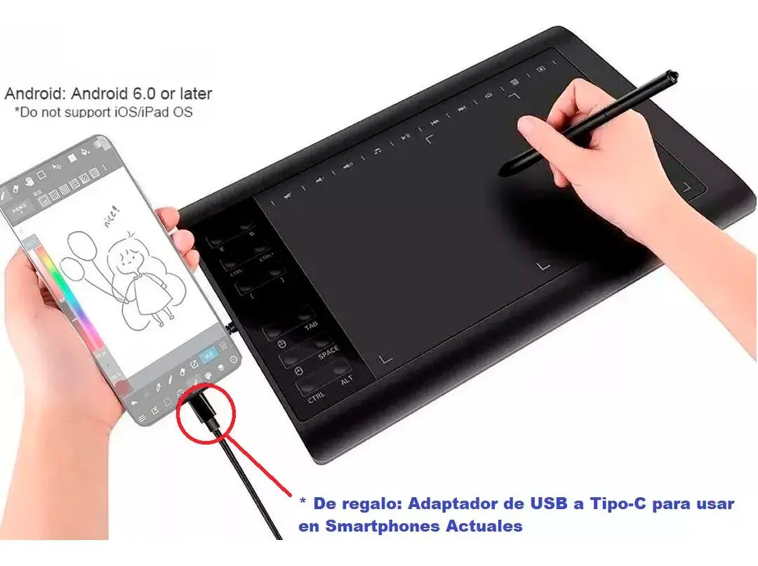 Tableta Grafica Digitalizadora Usb Con Lápiz + Accesorios