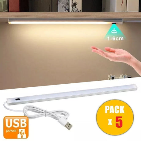 Pack 2 Luces Led 50cm Sensor Movimiento Usb Lámpara Cocina